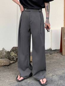 Manfinity EMRG 寬鬆休閒男士純色寬褲 - 灰色 - 查看 1