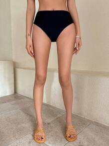 DAZY Đồ bơi màu trơn mùa hè, trang phục bãi biển cho phụ nữ - màu đen - Xem 3