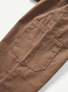 Conjunto de sudadera con cuello redondo y pantalones lisos para niños pequeños con patrón de león animado