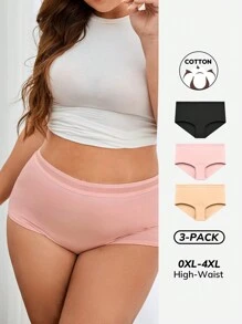 LUVLETTE Plus 3-Pack High Rise Cotton Boyshorts - Multicolor - View 2