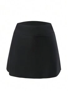 Swim Basics 女款純色裙式泳衣下裝 音樂節 - 黑色 - 查看 2