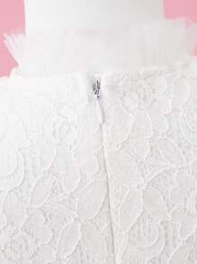 Cute Solid Color Cap Sleeve Baby Girl Dress - White - View 4