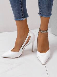 Zapatos De Tacón Alto De Mujer Con Puntera Puntiaguda Y Tacón Delgado De Moda En Color Blanco - Blanco - Ver 5