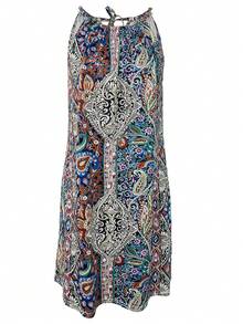 Vintage Printed Beach Vacation Women's Dress - Multicolor - View 3