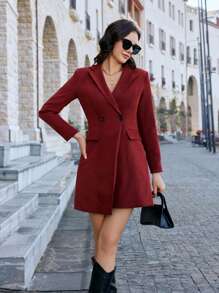 GENKIRA Women'S Solid Color Dress - Red - View 1