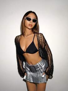 VaVaBold Women's Hollow Out Cardigan - Black - View 3