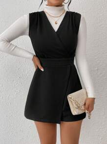 SHEIN Frenchy Của phụ nữ Không tay Romper - màu đen - Xem 1