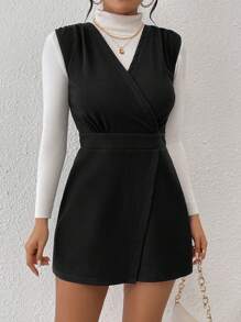 SHEIN Frenchy Của phụ nữ Không tay Romper - màu đen - Xem 4