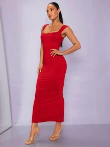 Silquee Vestido Ajustado Con Escote Cuadrado Para Mujer