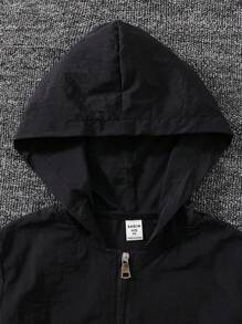 SHEIN Explorewe 少女印花短袖t恤+拉鍊夾克+迷彩褲套裝 - 黑色 - 查看 3