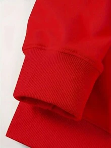 Calvaya Ngày lễ tình nhân Tim & Mẫu chữ Kích thước lớn Của phụ nữ Vòng cổ Tay áo dài Áo nỉ - Đỏ - Xem 4