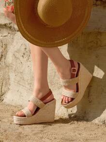 Styleloop Women's Retro Vacation Woven Platform Thick Bottom Rope Sandals