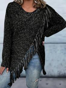 SHEIN LUNE Plus Tassel Wrap Front Cardigan
