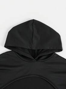 SHEIN EZwear 女款大尺寸純色羅紋背心連帽衫與迷彩抽繩翻邊褲套裝 - 彩色 - 查看 7