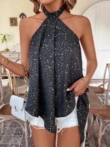 Chiquease Women'S Halter Neck Printed Tank Top - Black - View 3