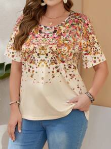 EMERY ROSE Kích thước lớn Của phụ nữ Hoa In Ngắn tay Áo thun - Nhiều màu - Xem 1