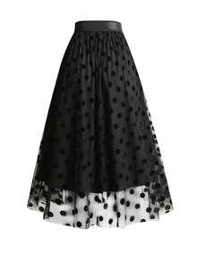 Jupe En Maille À Pois Pour Femmes De Grande Taille