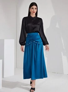 Modelyn Women's High Waist Pleated Skirt Fall Cloth For Women - Blue - View 8