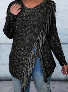 SHEIN LUNE Plus Tassel Wrap Front Cardigan