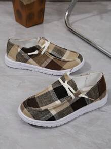 Casual Multi-Color Lightweight Outdoor Sports Shoes, Women's Spring/Summer Canvas Material Breathable Lace-Up Flat Casual Shoes (Run Small By One Size)