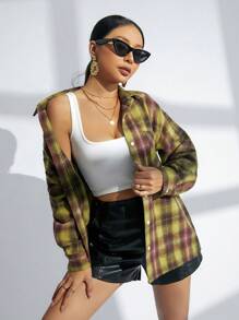 GENKIRA Ladies' Casual Plaid Pattern Long Sleeve Shirt - Multicolor - View 5