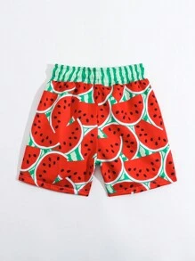 Young Boy Swimsuit Watermelon Printed Woven Fabric Beach Shorts - Multicolor - View 2