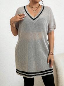 EMERY ROSE Plus Size Women's Batwing Sleeve Short Sweater Dress