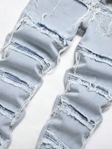 Tween Boys' Distressed Fringe Hem Casual Jeans - Light Wash - View 4
