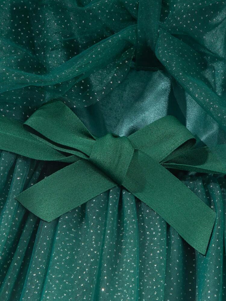 Tween Girls' Glittery Dress With Bow Decoration