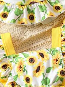 Body et chapeau à patchwork imprimé tournesol pour bébé fille - Multicolore - Voir 3