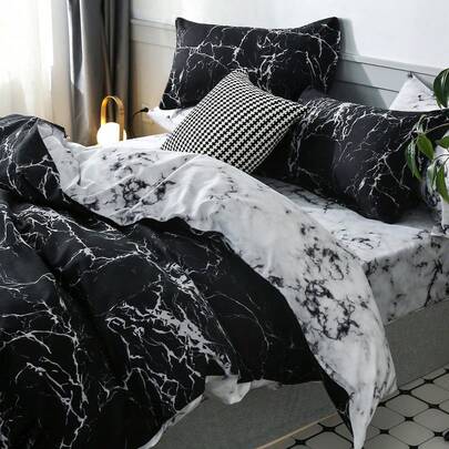 Conjunto de capa de edredon de padrão de mármore sem enchimento