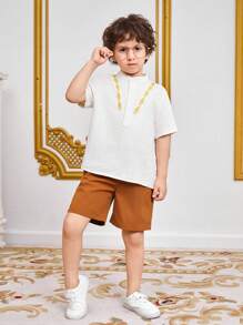 SHEIN Boys' Brown Shorts For Children - Brown - View 5