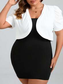 SHEIN CURVE+ Chaquetilla Corta Blanca De Talla Grande