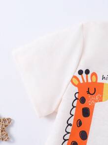 Set Aus Kurzärmligem T-shirt Und Hose Mit Süßem Cartoon-animal-print Für Kleine Jungen Für Den Freizeitgebrauch Zu Hause
