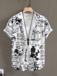 Men Slogan Graphic Shirt Without Tee