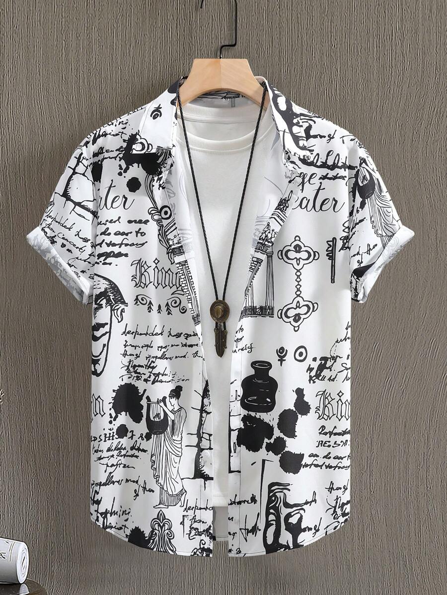 Men Slogan Graphic Shirt Without Tee
