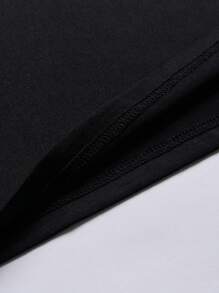 Men'S Fashionable Letter Pattern Short Sleeve T-Shirt - Black - View 6