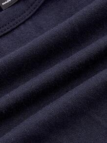 SHEINNeu Women's Mesh Contrast Short Sleeve T-Shirt - Navy Blue - View 3