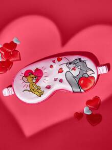 TOM & JERRY X SHEIN Antifaz de ojos rosado con estampado de corazones y diseño lindo de dibujos animados - Multicolor - Ver 4
