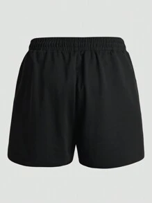 Manfinity Dauomo Hombres Shorts con estampado de oso y letra de cintura con cordón - Negro - Ver 2
