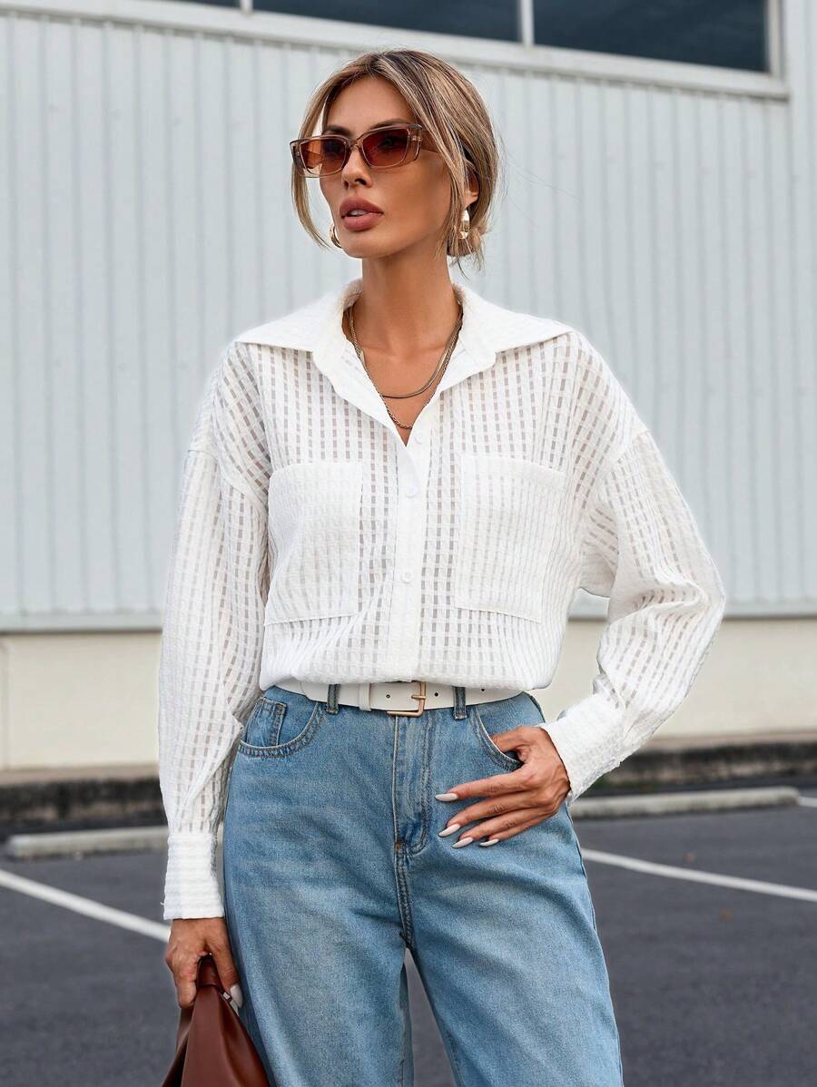 SHEIN Essnce Women's Spring Casual Shirt - White - View 1