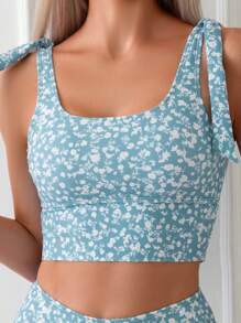 Swim Lushoire Summer Beach Women's Ditsy Floral Printed Cami Bikini Top