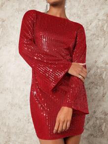 SHEIN BAE Women's Gorgeous Red Backless Dress - Red - View 6