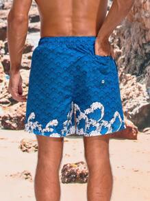 Surfspeed Men'S Dragon Pattern Beach Shorts - Royal Blue - View 2