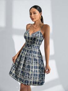 GENKIRA Random Plaid Pattern Women'S Dress - Multicolor - View 1