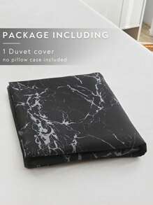 1pc Black Marble Pattern Print Polyester Duvet Cover, Modern Style Soft& Breathable Duvet Cover Only For All Seasons