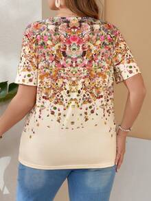 EMERY ROSE Kích thước lớn Của phụ nữ Hoa In Ngắn tay Áo thun - Nhiều màu - Xem 2