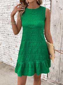 Breezaya Women's Back Knot Leaf Hem Sleeveless Dress - Green - View 3