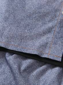 SHEIN Colete de jeans e shorts com efeito denim e conjunto de camiseta de manga curta com pescoço redondo para menino jovem