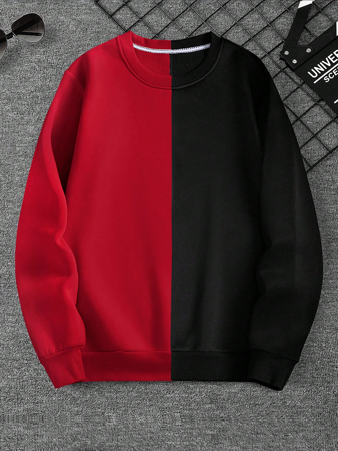 Men's Color-Block Round Neck Sweatshirt